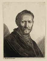 KG 03939
<br/>
Man met baret, halffiguur naar rechts
<br/>
<em>Rembrandt (1606-1669) - school van</em>